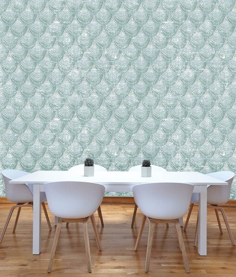 Seafoam tiled wall paper pattern