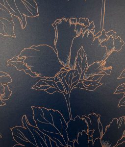 Floral pattern wallpaper with metallic highlights