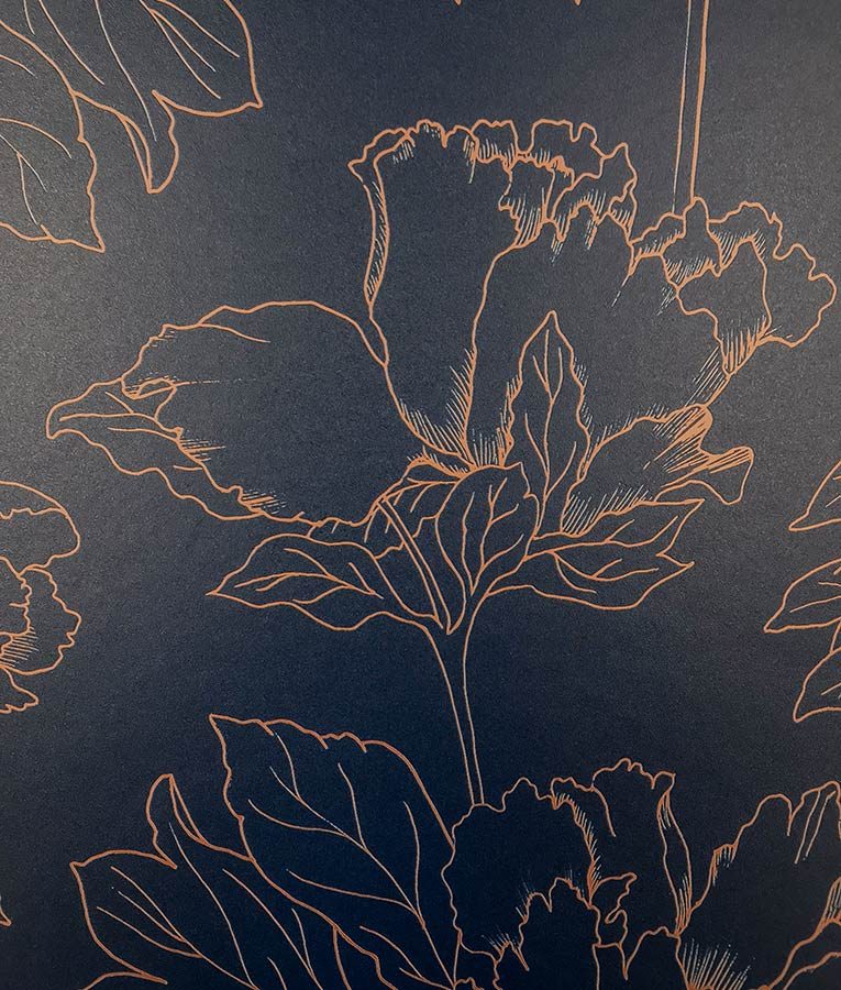 Floral pattern wallpaper with metallic highlights