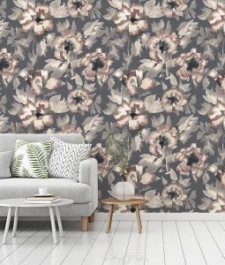 Designer wallpaper with floral pattern