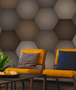 HD Walls - Geometric pattern: Mandrake with Alloy colorway - Roomset
