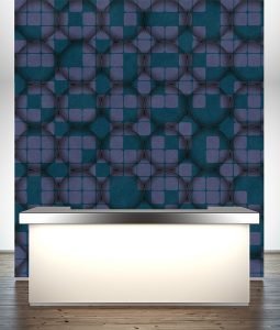 HD Walls - Geometric pattern: Paracosm with Heliotrope colorway - Roomset