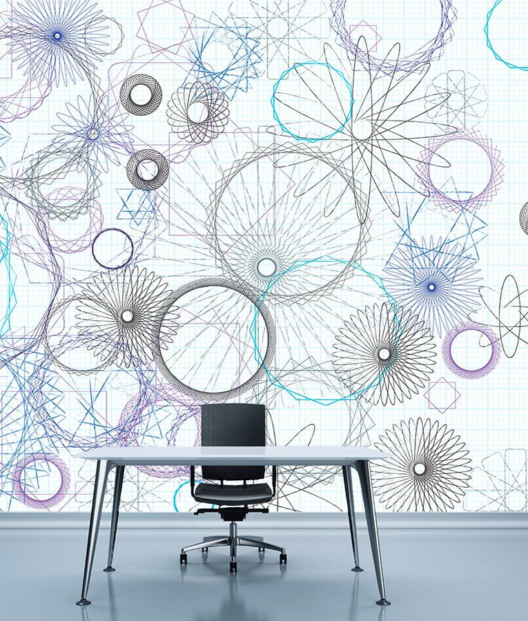 HD Walls exclusive wallcovering design - Geometric pattern: Fibonacci with 1982 colorway - Roomset
